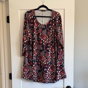 Enmain Blue and Red Paisley Dress 2XL